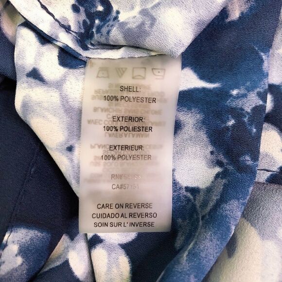 KARL Lagerfeld Tie Neck Floral Chiffon Button Down - Picture 6 of 9